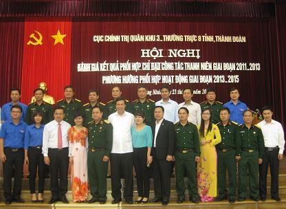 Đoàn cán bộ tỉnh ta dự hội nghị triển khai nhiệm vụ phối hợp  giai đoạn 2013 - 2015 giữa Cục Chính trị QK 3 và 9 tỉnh, thành Đoàn