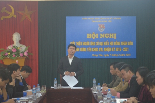 Tỉnh Đoàn Hưng Yên giới thiệu 02 đại biểu ứng cử HĐND tỉnh khóa XVI, nhiệm kỳ 2016 - 2021.