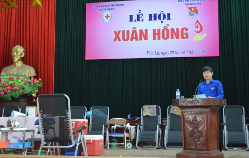 Ban Thường vụ Tỉnh đoàn -  Ban chỉ đạo Vận động hiến máu tình nguyện huyện Tiên Lữ phát động Ngày hội Xuân Hồng và hiến máu tình nguyện 2018