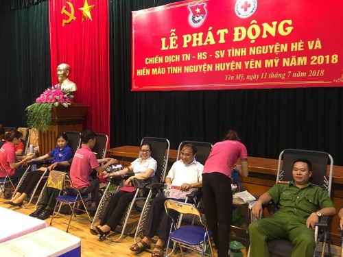 Yên Mỹ phát động chiến dịch TN-HS-SV tình nguyện hè và tổ chức hiến máu tình nguyện huyện năm 2018