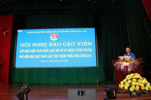Tỉnh đoàn tổ chức hội nghị báo cáo viên cập nhật kiến thức pháp luật mới và kỹ năng tuyên truyền, phổ biến pháp luật cho TTN quý III năm 2018
