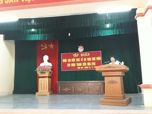 Huyện đoàn Yên Mỹ tổ chức lớp tập huấn nâng cao kiến thức về vệ sinh An toàn thực phẩm cho đoàn thanh niên năm 2018